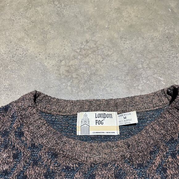 Vintage 90s London Fog Brown Pattern Sweater - Picture 3 of 3